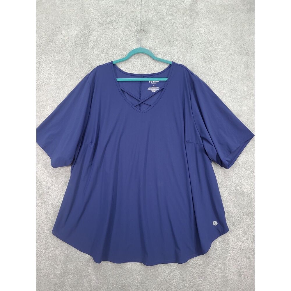 Torrid Tech Jersey Strappy Neck Short Sleeve Active TeeSize 6 Blue ECU